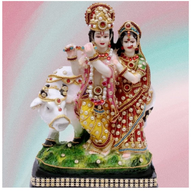 Fashtales handicrafts Radha Krishna Cow Idol