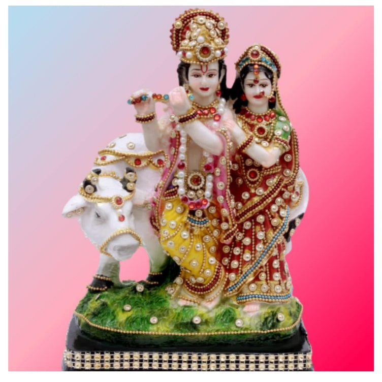 Fashtales handicrafts Radha Krishna Cow Idol