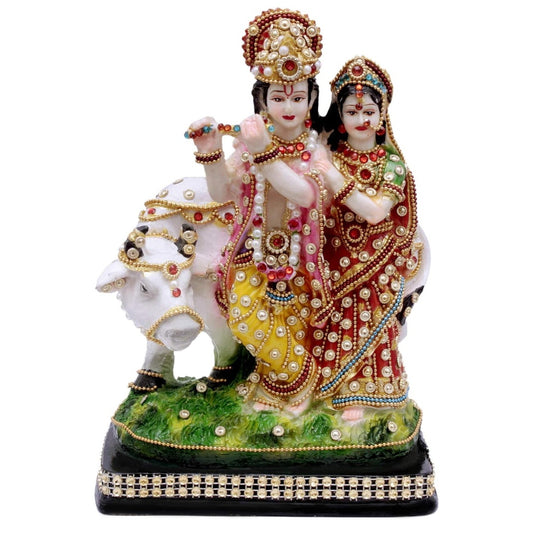 Fashtales handicrafts Radha Krishna Cow Idol