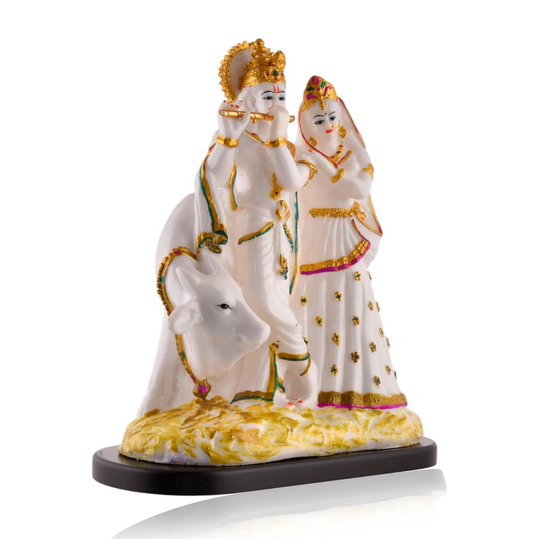 Fashtales handicrafts Radha Krishna Idol with Cow for Home Decor