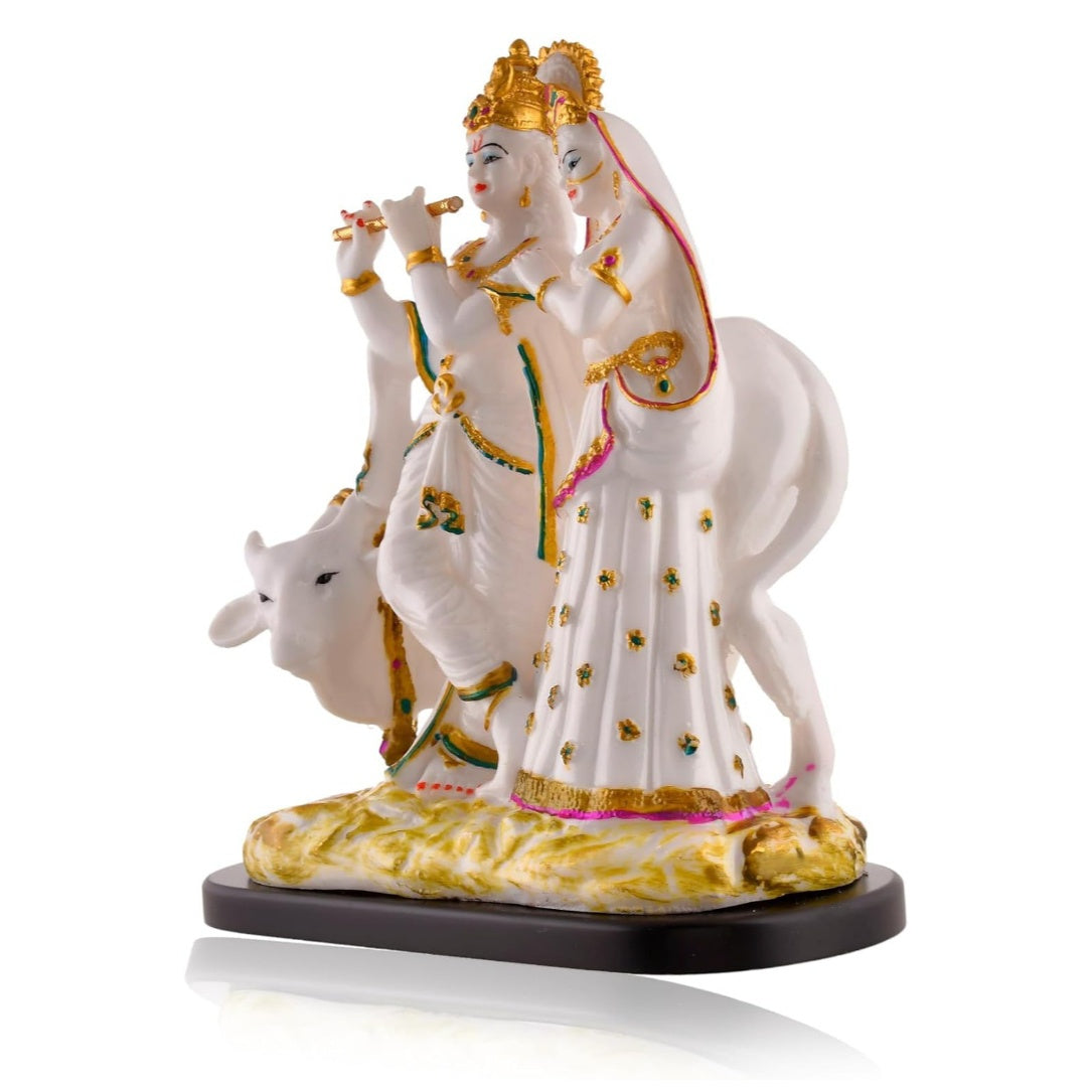 Fashtales handicrafts Radha Krishna Idol with Cow for Home Decor