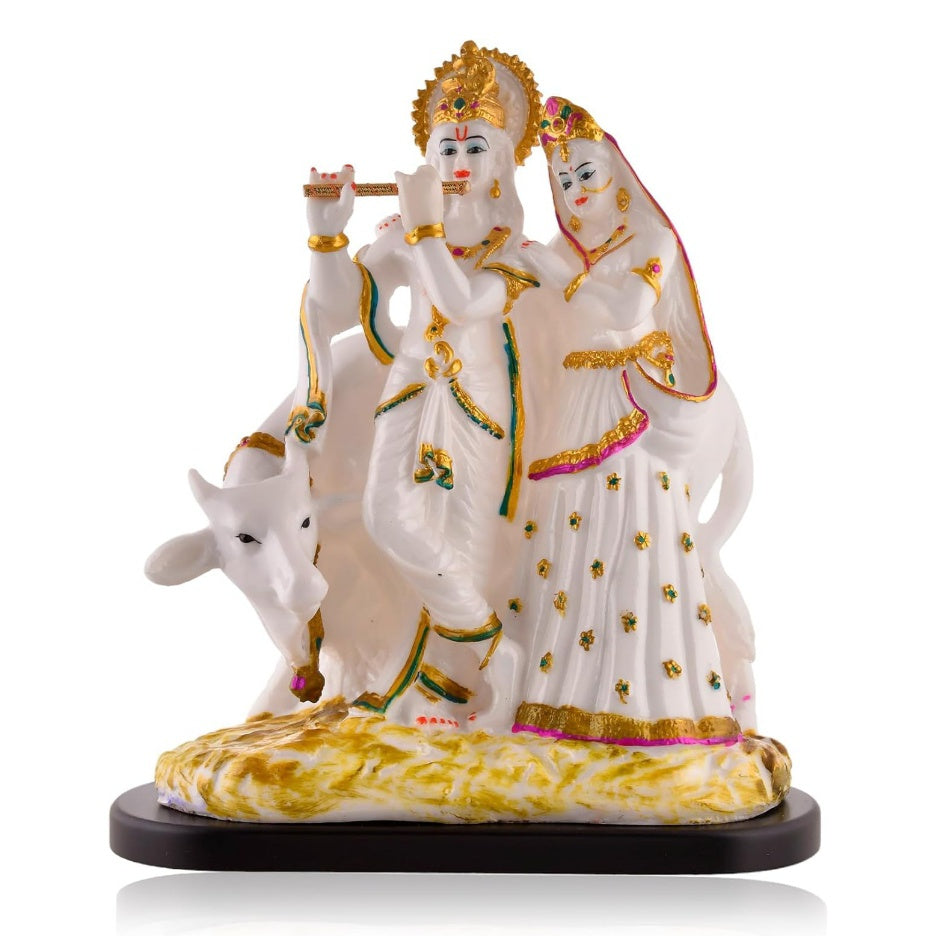 Fashtales handicrafts Radha Krishna Idol with Cow for Home Decor