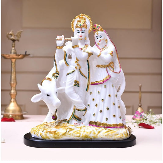 Fashtales handicrafts Radha Krishna Idol with Cow for Home Decor