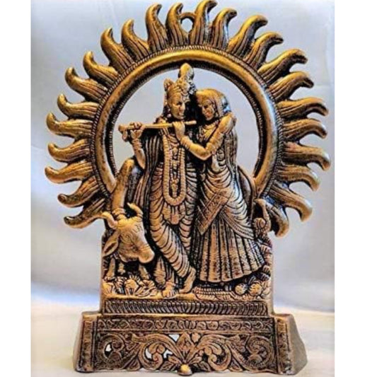 Fashtales handicrafts Metal Aluminum Radha Krishna With Holy Cow Statue Wall Hanging Decorative Idol For Home Decor & Gifting Religious Love Symbol