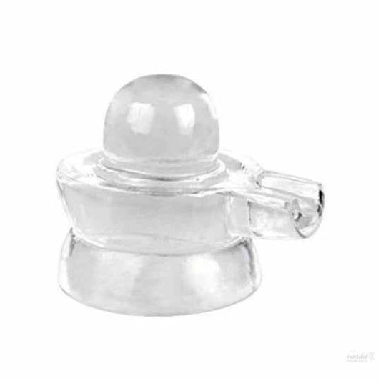 Shiv Crystal shivling / Glass shivling / sphatik shivling / Pure sphatik shivling for Home Pooja Decorative Showpiece - 6 cm Crystal, White