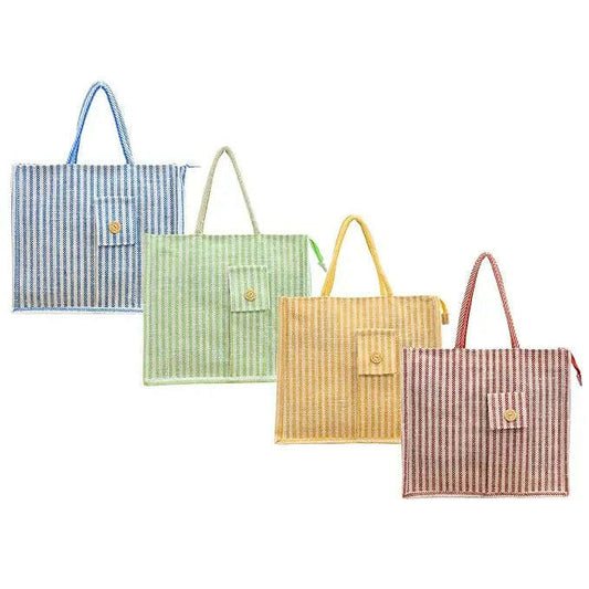 Fashtales handicrafts Shopping Tote Bag, 14/16/5 inch, Zipper, Mobile Pocket, Long Handles, 4 Vibrant Colours, Eco-Friendly