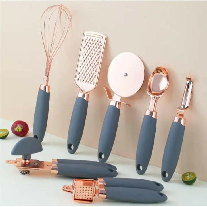 Silicone Kitchen Spatula and Utensils Spoon Set 12-Piece Silicone Kitchen Cooking Utensils Set, Non-Stick Utensils Set Heat Resistant Easy Clean, BPA Free Tools (Cyan, 12) (Grey, 7) Fashtales Handicrafts