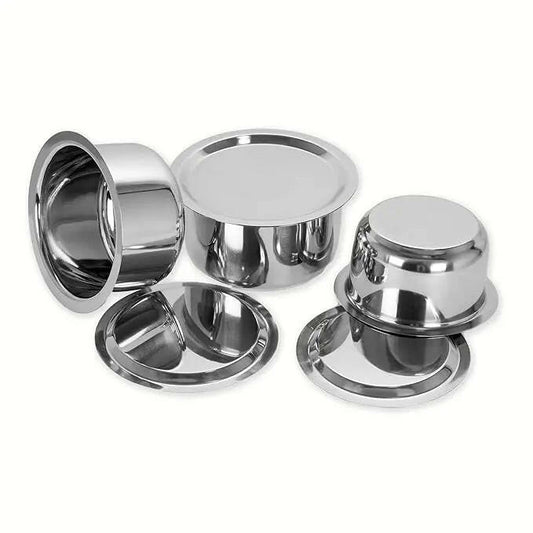  Fashtales Handicrafts Stainless Steel Tope Set with Lid; 1L ; 1.4L; 1.8L; Set of 3 Pieces, Silver