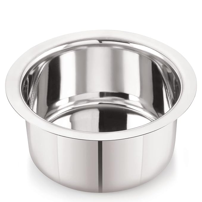 Fashtales Handicrafts Stainless Steel 10 22G Flat Bottom Tope, 1100 ml, Silver