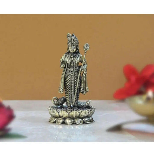 Standing Lord Kartikeya Murugan Murti for Home Decor Pooja Mandir Decorative Showpiece Bronze Murti (Height 4 Inch) Fashtales Handicrafts