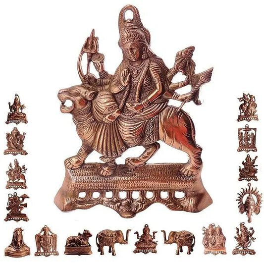 Fashtales Handicrafts Standing & Hanging Black Metal Goddess Durga Maa Idol_Pack of 1_(L x W x H : 28 x 3 x 19 Cms)_Sculptures for Home Decoration_Pooja Room_Hall_Office_Showpiece_Festival Return Gifts