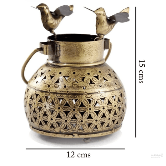 Tealight Candle Holder - Home Decor Items for Living Room, Size : 12 X 15 cms (Mini Pot Bird).