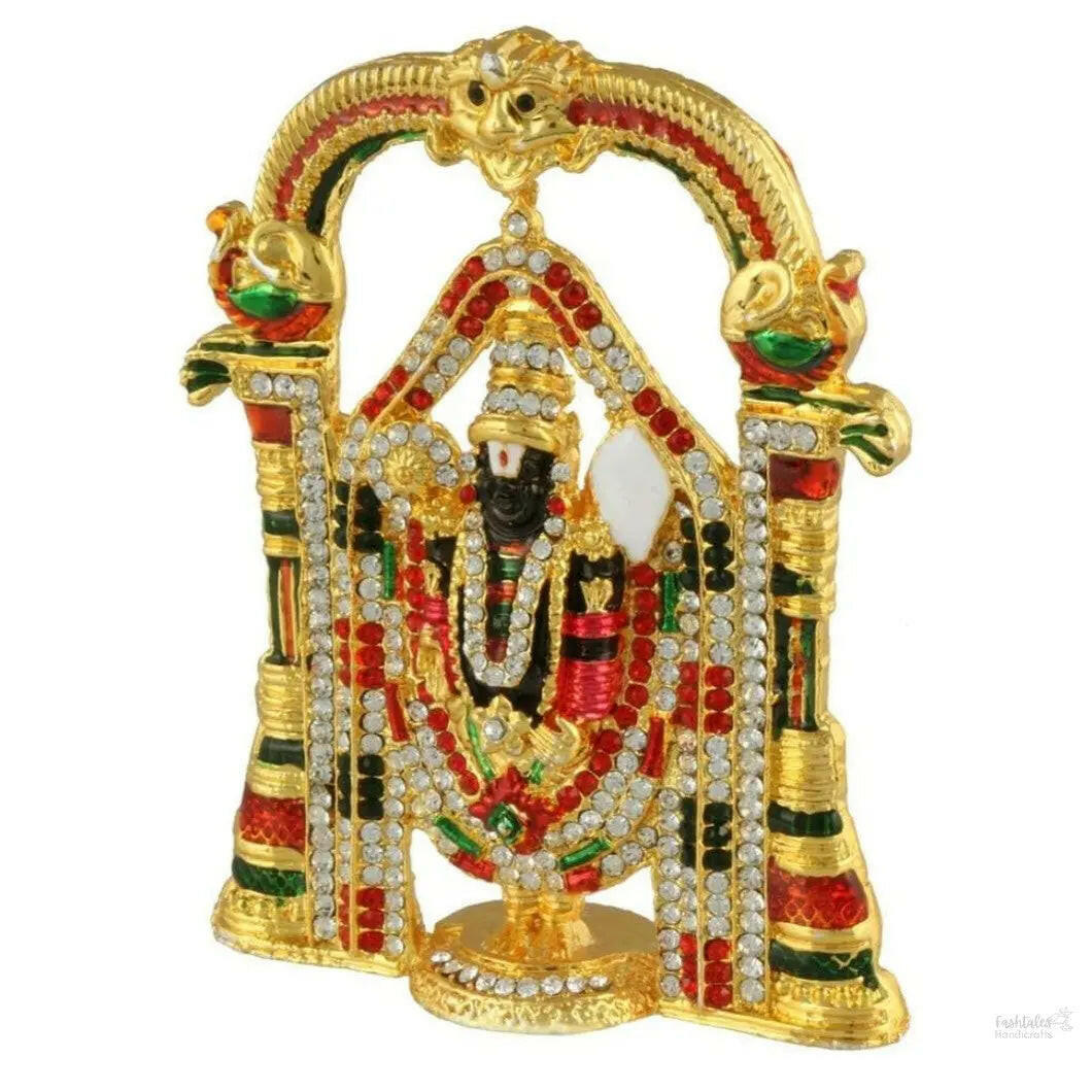 Fashtales Handicrafts Tirupati Balaji Idol Lord Venkateswara Idol (B-120) Color Metal Statue for Home Décor Car Dashboard Mandir Pooja Murti Temple Puja Office Table Showpiece