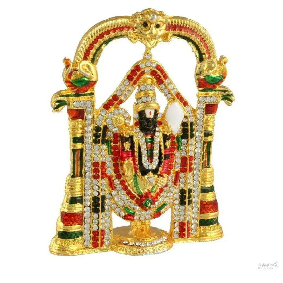 Fashtales Handicrafts Tirupati Balaji Idol Lord Venkateswara Idol (B-120) Color Metal Statue for Home Décor Car Dashboard Mandir Pooja Murti Temple Puja Office Table Showpiece