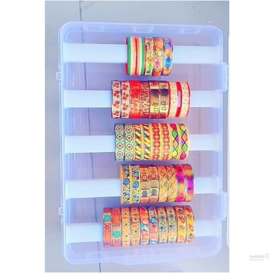 Transparent Stylish Multipurpose Plastic Bangle Box With 5 Detachable Rods For Women and Girls,Organizer Accessories Plastic Storage Box For Jewellery (Large)