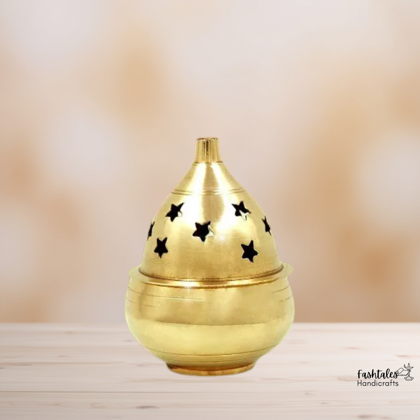 Fashtales Handicrafts Brass Nandha Diya With Lid For Pooja/Decor Size: 3 Inches