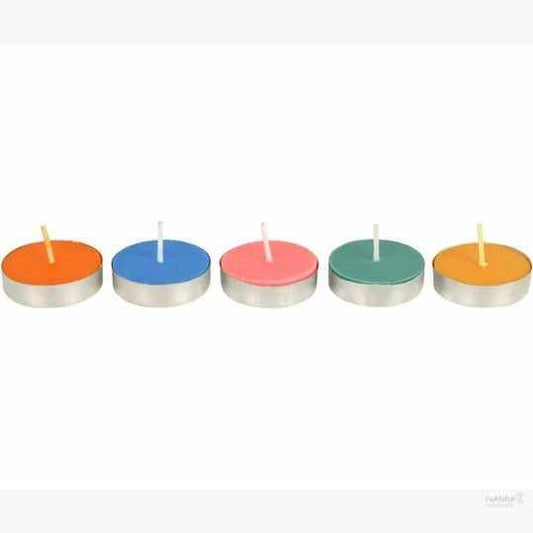 Wax Tealight Candles, Smokeless, No Residue (Multicoloured, Unscented)