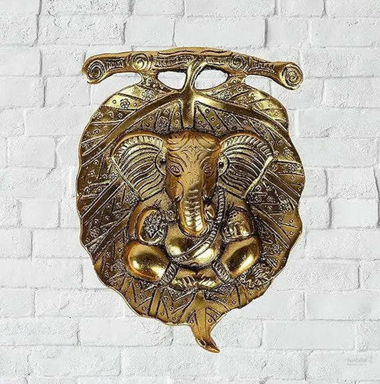 Fashtales Handicrafts White Metal Leaf Ganesh Main Door Hanging for Home Decor