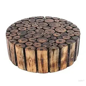 Fashtales Handicrafts Wooden Round Shape Stool Natural Wood Logs Smooth Finish for Pooja,for Kitchen,for Plant Stand,Side Stool,Gift Item 5x10x10 inch