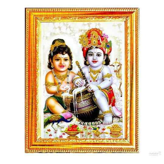 krishna balram photo | God goddess Religious Framed Painting for Wall and Pooja/Hindu Bhagwan Devi Devta Photo Frame/God Poster for Puja