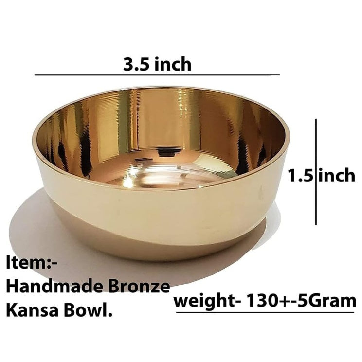 Fashtales Handicrafts Kansa/Bronze Solid Bowl - 150 Ml, 1 Piece, Gold