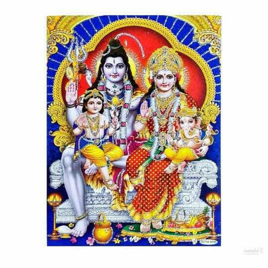 shiv parivar photo frame | God goddess Religious Framed Painting for Wall and Pooja/Hindu Bhagwan Devi Devta Photo Frame/God Poster for Puja